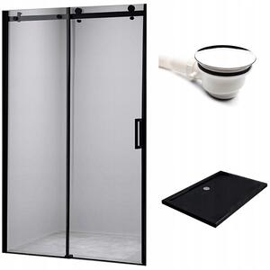 Hydrosan Posuvné sprchové dveře SH03B 100 černé/transparent pro instalaci do niky + vanička ST03A 100x80 černá