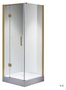 BPS-koupelny Čtvercový sprchový kout KZ1390B GL 90x90 zlatá/transparent - bez vaničky