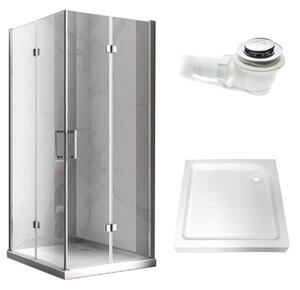 BPS-koupelny Čtvercový sprchový kout KZ08C 90x90 chrom/transparent + vanička SXL02B WH bílá