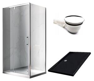 BPS-koupelny Obdélníkový sprchový kout HYD-OK07A 100x90 chrom/transparent + vanička HYD-OSV-ST04A černá