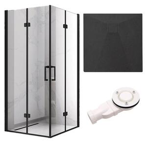 BPS-koupelny Čtvercový sprchový kout KZ08C BL 90x90 černý/transparent + vanička RIKO BL černá
