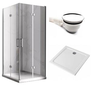 BPS-koupelny Čtvercový sprchový kout KZ08C 90x90 chrom/transparent + vanička ST02B WH bílá