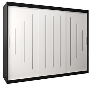 Šatní skříň s posuvnými dveřmi YORK - 250x200cm -Černá-Bílá-