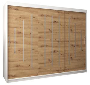 Šatní skříň s posuvnými dveřmi YORK - 250x200cm -Bílá-Dub Artisan-