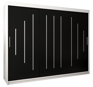 Šatní skříň s posuvnými dveřmi YORK - 250x200cm -Bílá-Černá-