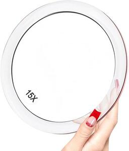 SnelShoppen - Zrcadlo s 15násobným zvětšením, kulaté, průměr 15 cm, s 3 přísavkami, vhodné pro make-up, pinzetu a odstraňování černých teček a nedokonalostí, perfektní vzhled
