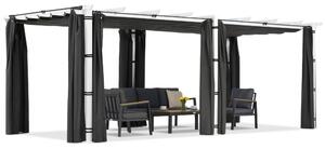 Pergola na terasu Barbados 3x6 m se závěsy Garden Point bílá a antracitová