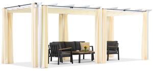 Barbados 3x6 m pergola na terasu se závěsy Garden Point bílá a béžová