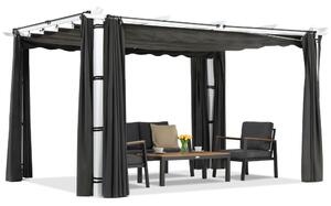 Terasová pergola Barbados 3x4 m se závěsy Garden Point bílo-antracitová