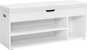 Botníková lavice Sveningen s úložným prostorem - 100x30x44 cm | bílá