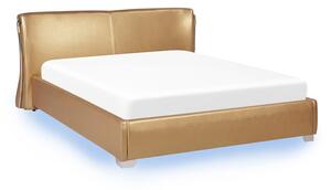 Manželská postel 160 cm PARNAS (s roštem a LED osvětlením) (zlatá). 1022993