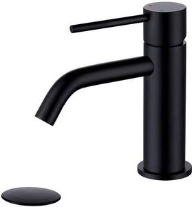 QuickShopping - Jednoduchá otvorová koupelna Crane Mats černá Brass míchání jeřábu s pop Up Odvod Montáž a napájení hadice pro Washbasin