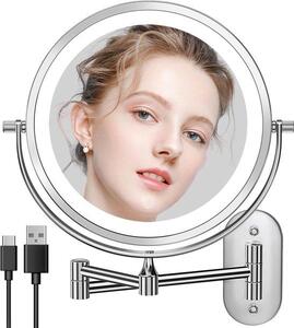Make-up zrcadlo s LED osvětlením, zvětšovacím zrcadlem a dobíjecí baterií pro koupelnu