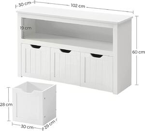 VASAGLE Úložná lavice - bílá - 102x30x60 cm