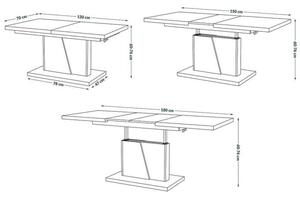 Konferenční stolek rozkládací Flox 120-180x60x70 cm dub,antracit