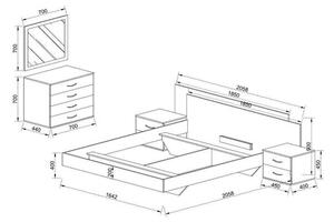 Ložnicový komplet Ramon-rám postele, komoda, 2 noční stolky