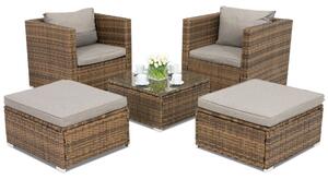 Technorattanový zahradní nábytek Roma Terrace + 2 pufy Garden Point hnědé