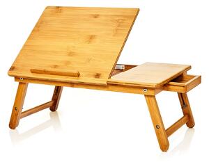 Blumfeldt Podnos do postele, sklopný, stolek notebook, výškově nastavitelný, 54 × 21-29 × 35 cm (Š × V × H), bambus