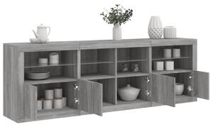Příborník s LED osvětlením šedý sonoma 202 x 37 x 67 cm 3209014