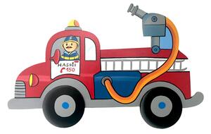 Dětská nástěnná dekorace ze dřeva hasičské auto
