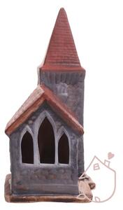 Svícen keramický kostel ručně malovaný