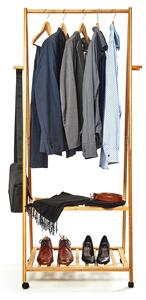Blumfeldt Věšák na oblečení, na kolečkách, 2 odkládací plochy, 60x162x42,5cm, 100% bambus