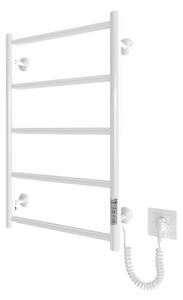 Koupelnový žebříkový radiátor CLASSIC 65W/230V 66x42 cm nerez/bílá pravá