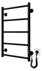 Koupelnový žebříkový radiátor CLASSIC 65W/230V 66x42 cm nerez/černá pravá