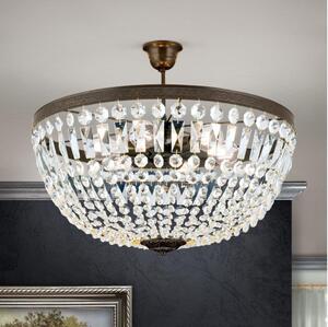 Orion DL 7-542/6-Křišť. lustr na tyči ARILA 6xE27/60W/230V pr.60 cm hnědá/patina