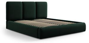 Tmavě zelená sametová čalouněná dvoulůžková postel s úložným prostorem s roštem 180x200 cm Brody – Mazzini Beds