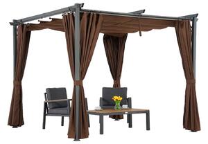 Hnědá pergola La Palma 3x3m se závěsy Garden Point