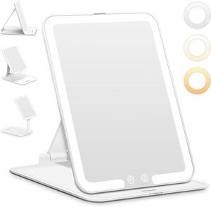 Přenosné zrcátka s osvětlením, Dobíjecí skládací cestovní zrcadlo, Ultra Thin Stol Model s 3 světelnými barvami pro domácí použití a cestování