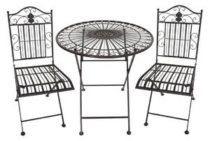 Tmavě hnědý kovový zahradní jídelní set pro 2 – Garden Pleasure