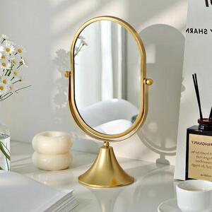 Elegantní Ovale odpojené make-up zrcadlo s kovovým rámem pro koupelnu a ložnici - ideální pro krásu a péči