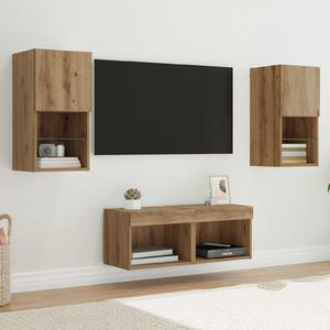 Skříňky na TV zeď 4 ks Artisanový dub Kompozitní dřevo 3402915