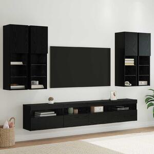 Sada nástěnného TV černíku s LED osvětlením 7 ks Černý dub 3402796