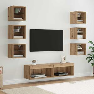 Televizní skříň 8 ks Artisanový dub Sklo 3402939