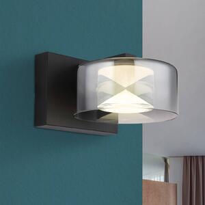 Belinda LED nástěnné světlo, kouřově šedá, šířka 15 cm, sklo