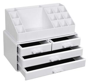 Kosmetický organizér se 4 zásuvkami, 24 x 18,5 x 13,5 cm, bílý | SONGMICS