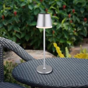 Solární lampa, kov, stříbrná barva, výška 41 cm, IP44