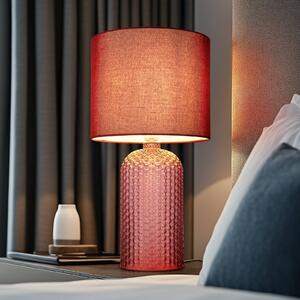 Stolní lampa Sofia, červená, výška 50 cm, látka/sklo