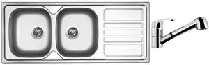 Nerezový dřez Sinks OKIO 1200 DUO V 0,7mm matný + Dřezová baterie Sinks LEGENDA S Chrom