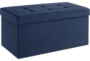 SONGMICS Skládací lavice, nosnost do 300 kg, plátno, 76 x 38 x 38 cm, tmavě modrá