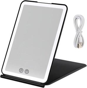 Přenosné make-up zrcadlo s 72 LED osvětlení, USB dobíjecí, Dimbare Smart Mirror pro domácí a cestovat v černé