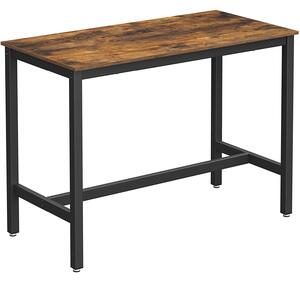 Barový stůl, stabilní vysoký barový pult 120x60x90 cm, hnědo-černý