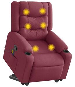 Zvedací masážní polohovací křeslo vínové textil 3310268