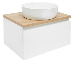 Koupelnová skříňka s dubovou krycí deskou SAT B-Way 59x30x45 cm bílá lesk BWAY60WDOAK