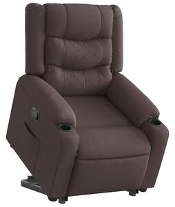 Zvedací polohovací křeslo tmavě hnědé textil 3310263