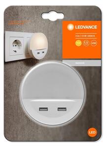 Ledvance - LED Noční svítidlo do zásuvky se senzorem LUNETTA 2xUSB LED/13W/230V