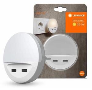 Ledvance - LED Noční svítidlo do zásuvky se senzorem LUNETTA 2xUSB LED/13W/230V